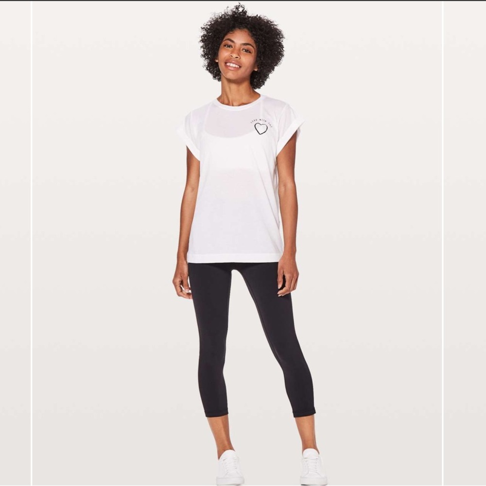 *NWOT* LULULEMON Lead with the Heart Tee in White with Rolled Cap Sleeves — 6 - Picture 3 of 4